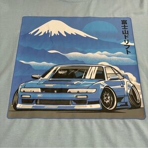 Romwe Blue Tokyo Drift JDM Car Mount Fuji T Shirt Mens Adult Small